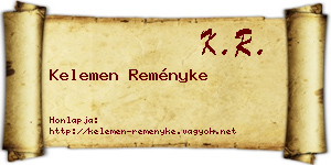 Kelemen Reményke névjegykártya